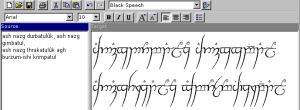 [The same text displayed in Tengwar Cursive]